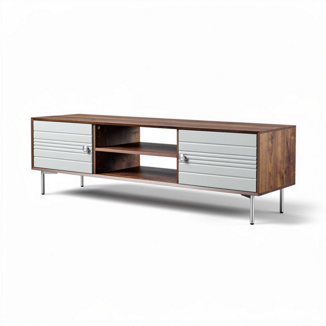Meuble TV moderne en bois et métal - Utilisé pour le rangement et l'affichage - 150 x 40 x 50