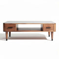Table basse en bois d'érable avec tiroirs pour salon - 120 x 60 x 40