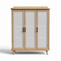 Vitrine de rangement pour salon en bois avec portes vitrées - 90 x 40 x 120