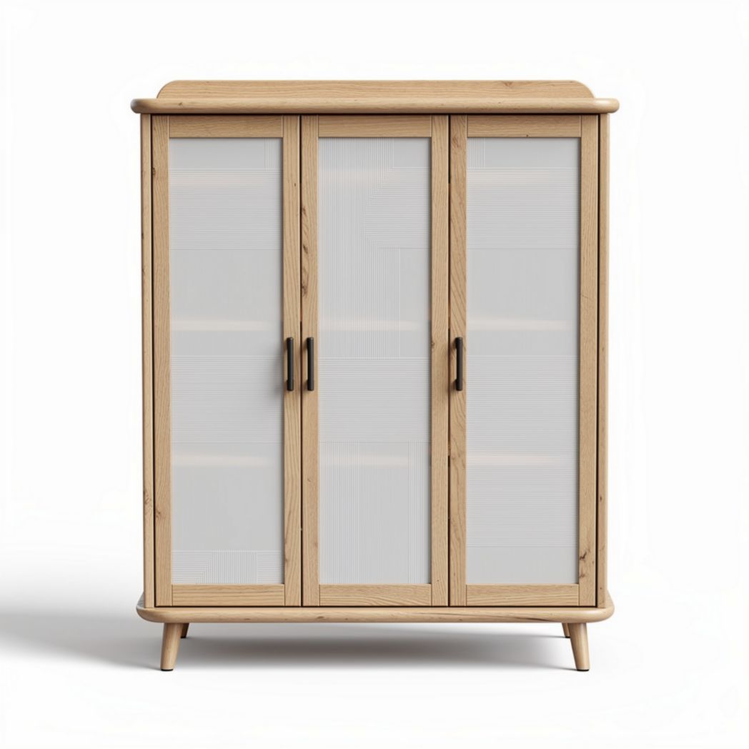 Vitrine de rangement pour salon en bois avec portes vitrées - 90 x 40 x 120